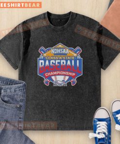 2026 Premium NDHSAA Class A Baseball State Tournament washed t-shirt featuring team logo and vibrant colors.