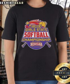 Premium NDHSAA Class A Softball State Tournament 2026 ladies tee featuring vibrant design and comfortable fit.