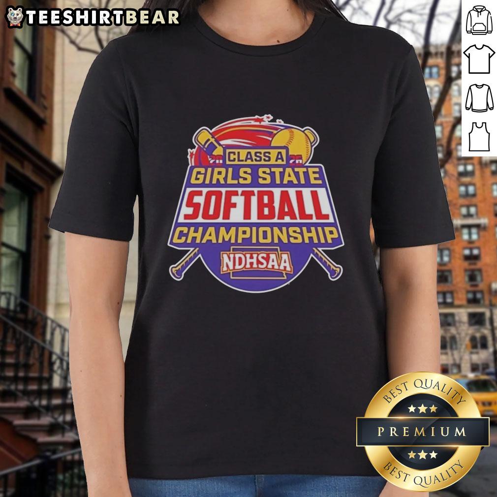 Premium NDHSAA Class A Softball State Tournament 2026 ladies tee featuring vibrant design and comfortable fit.
