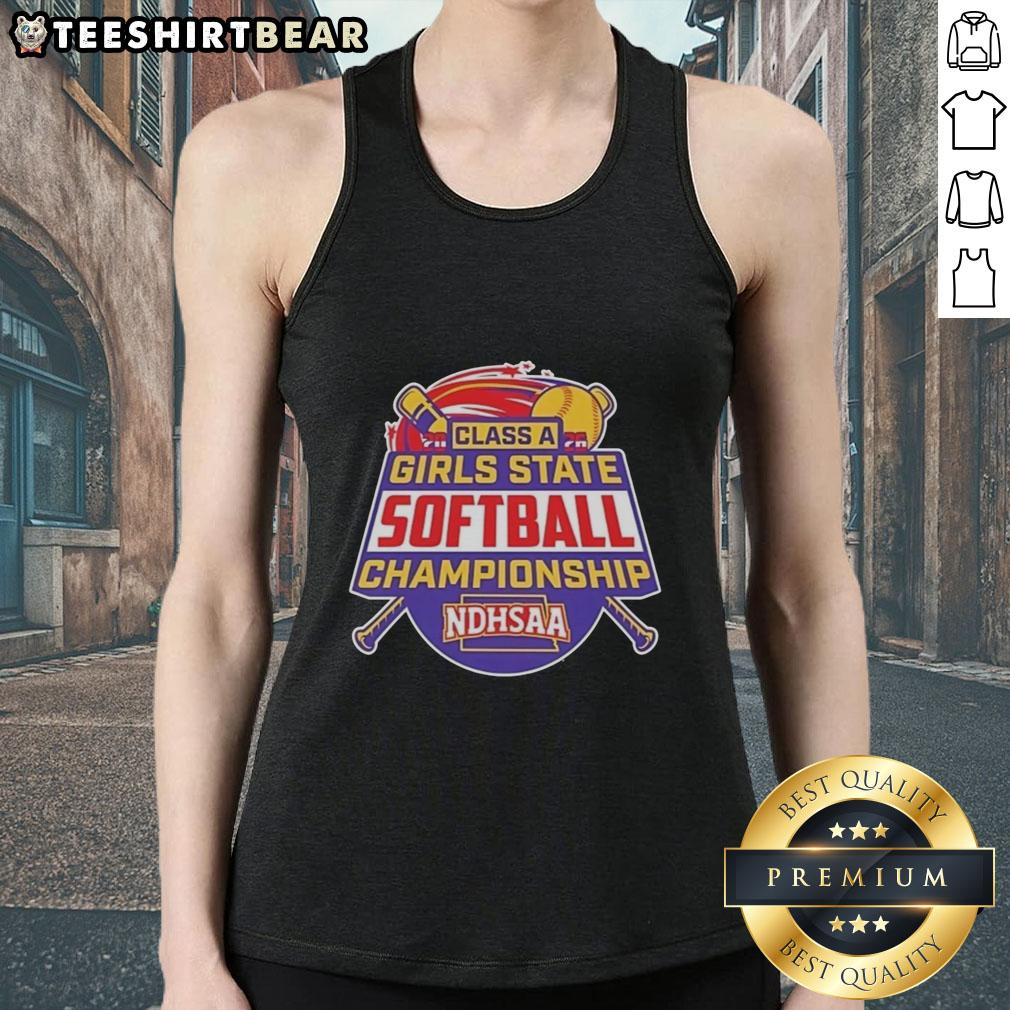 2026 Premium NDHSAA Class A Softball State Tournament tank top showcasing vibrant design and team spirit merchandise.