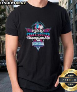 Premium Ndhsaa Girls Soccer State Tournament 2026 T-Shirt featuring vibrant design and official tournament logo.