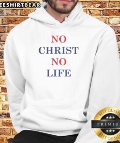 Premium No Christ No Life Hoodie in black, featuring bold text design, perfect for faith-inspired casual wear.