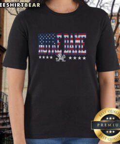 Premium Notre Dame Fighting Irish tall type flag ladies tee featuring vibrant colors and team logo for stylish game day wear.