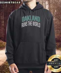Premium Oakland Runs The World Hoodie in black, showcasing stylish design and comfortable fit for urban fashion enthusiasts.