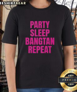 Premium Party Sleep Bangtan Repeat BTS K-Pop Ladies Tee in stylish design, perfect for fans and casual wear.