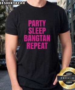 Premium Party Sleep Bangtan Repeat BTS K-Pop T-Shirt featuring vibrant design and comfortable fit for fans.