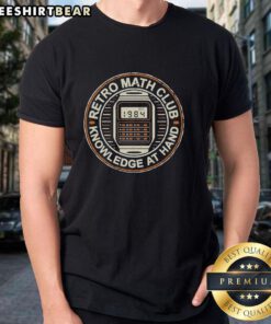 Premium Retro Math Club T-Shirt featuring 'Knowledge At Hand Est 1984' design, perfect for math enthusiasts and vintage style lovers.