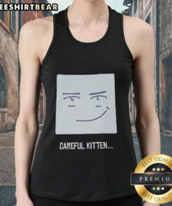Premium Roblox Man wearing a Careful Kitten tank top, showcasing a fun and stylish gaming-inspired fashion look.