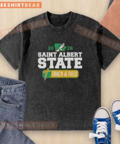 Premium Saint Albert State Track and Field 2026 washed t-shirt featuring a stylish design perfect for athletes and fans.