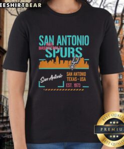 Premium San Antonio Spurs basketball ladies tee, featuring the team's logo and established date 1973, ideal for fans.