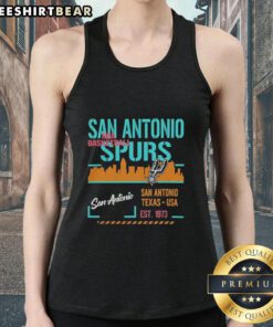 Premium San Antonio Spurs basketball tank top featuring the team's logo, celebrating San Antonio, Texas since 1973.