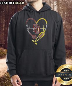 Premium San Diego Padres stethoscope heartbeat hoodie, perfect for fans combining sports and healthcare passion.