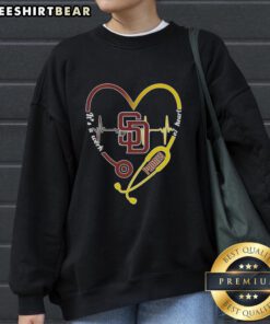 Alt Text: Premium San Diego Padres stethoscope heartbeat sweatshirt, showcasing a stylish sports design perfect for fans.