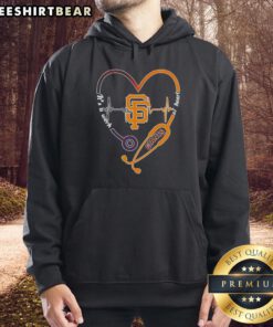 Premium San Francisco Giants stethoscope hoodie featuring heartbeat design - a perfect gift for Giants fans.