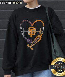 Alt Text: Premium San Francisco Giants sweatshirt featuring a stethoscope heartbeat design, perfect for fans and healthcare workers.