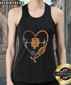 Premium San Francisco Giants stethoscope heartbeat tank top, perfect for fans blending sports with healthcare style.