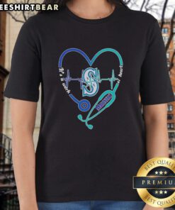 Premium Seattle Mariners stethoscope heartbeat ladies tee, showcasing a stylish design for passionate baseball fans.