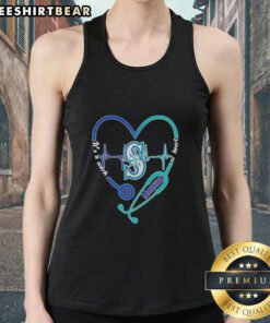 Premium Seattle Mariners stethoscope heartbeat tank top showcasing team pride and love for baseball in stylish design.