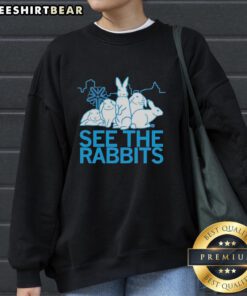 Premium See The Rabbits blue vintage sweatshirt featuring a stylish design and cozy fit for casual wear.