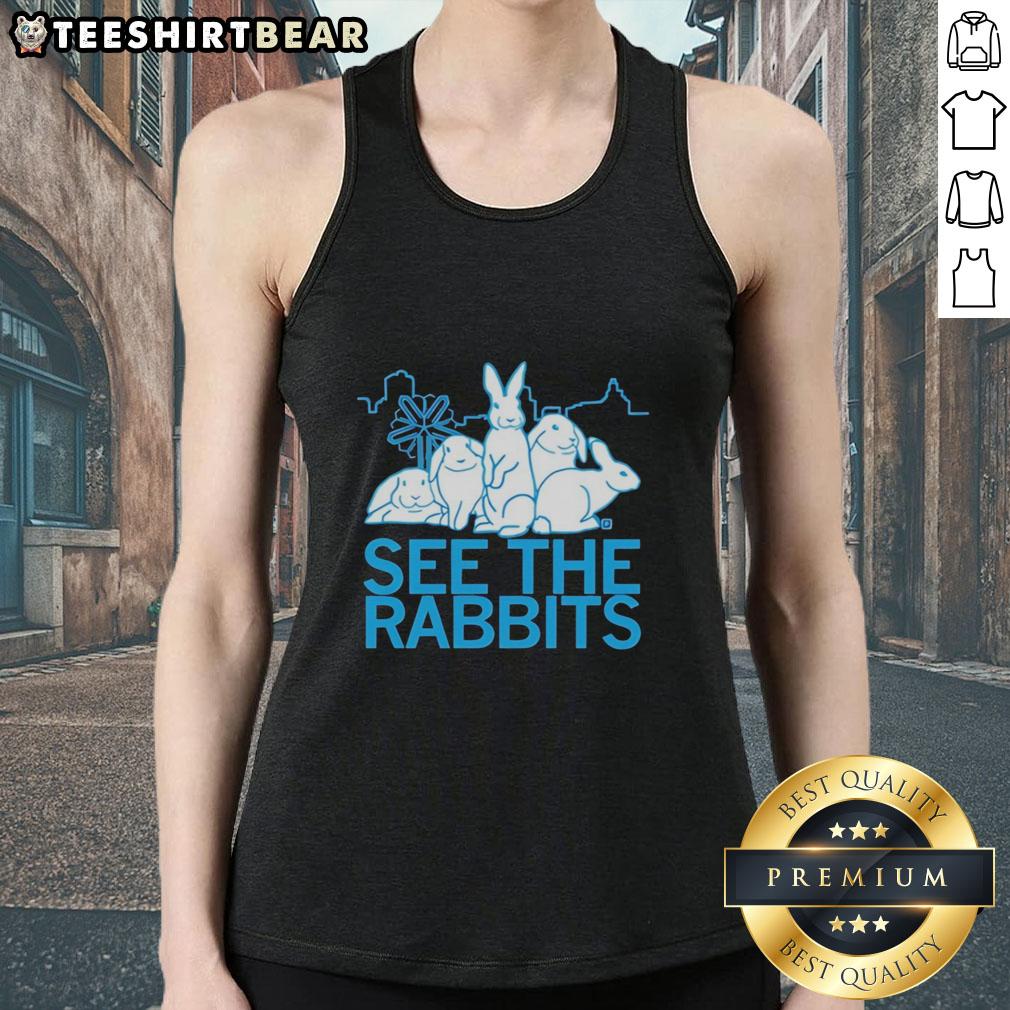 Premium See The Rabbits Blue Vintage Tank Top featuring a retro design and comfortable fit, perfect for casual outfits.