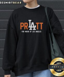 Alt Text: Premium Spencer Pratt For Mayor of Los Angeles 2026 sweatshirt featuring bold graphic design and vibrant colors.
