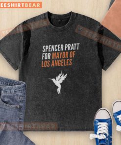 Premium Spencer Pratt for Mayor of Los Angeles washed t-shirt featuring bold graphics and a casual fit for supporters.