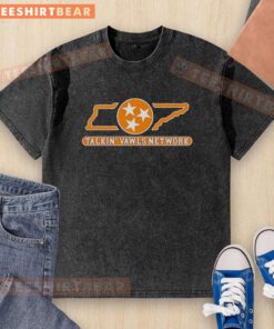 Alt Text: Premium Talkin' Vawls Network Tennessee Vols logo on a washed t-shirt, perfect for fans showcasing team spirit.