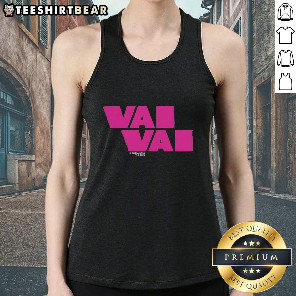 Alt Text: Premium Team Visma Lease a Bike tank top featuring a vibrant design inspired by La Corsa Rosa and The Bees.
