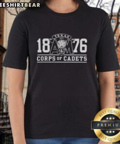 Alt Text: Premium Texas A&M Aggies Corps of Cadets 1876 Basic Ladies Tee in stylish design, perfect for Aggie fans.