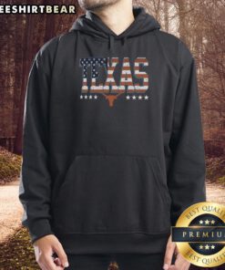 Premium Texas Longhorns tall type flag hoodie showcasing vibrant team colors and bold logo design for fans.