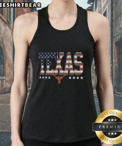 Alt Text: Premium Texas Longhorns tall type flag tank top featuring vibrant graphics, perfect for game day and casual wear.