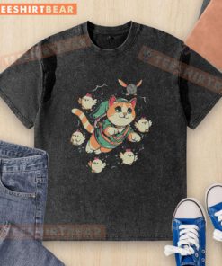 Premium The Legend Of Meow washed t-shirt featuring a playful cat graphic, perfect for casual wear and cat lovers.