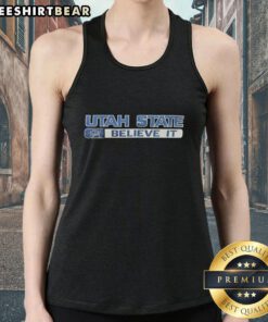 Premium Utah State Aggies Believe It Bull Logo Tank Top featuring vibrant logo and comfortable fit for fans.