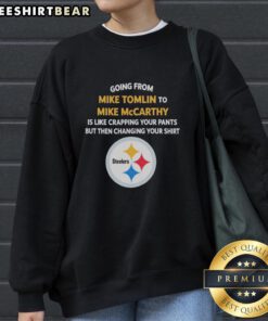 Funny meme comparing Mike Tomlin to Mike McCarthy, highlighting the awkward transition in NFL coaching.