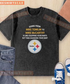 Funny meme comparing Mike Tomlin to Mike McCarthy, humorously likening it to an uncomfortable wardrobe change.
