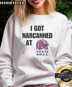Pretty I Got Narcanned at Taco Bell sweatshirt featuring a colorful design and playful text, perfect for casual wear.