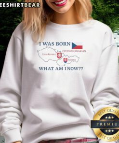 Czechoslovakian sweatshirt with 'Pretty I Was Born What Am I Now' slogan, stylish and cozy design for casual wear.