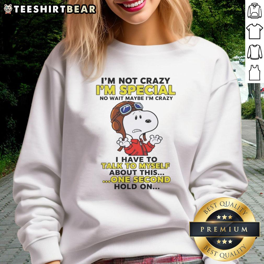 Cozy sweatshirt with quirky text 'Pretty I'm Not Crazy I'm Special' showcasing a playful and unique fashion statement.
