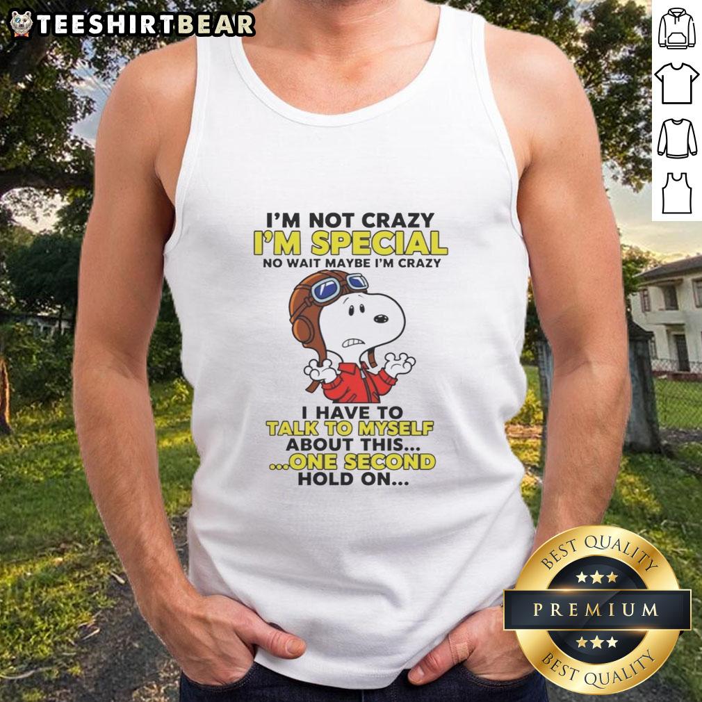 Woman wearing 'Pretty I'm Not Crazy I'm Special' tank top, showcasing a fun and quirky fashion statement.