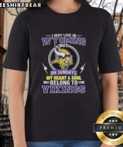 Pretty Minnesota Vikings NFL ladies tee showcasing team pride for fans living in Wyoming on game days.