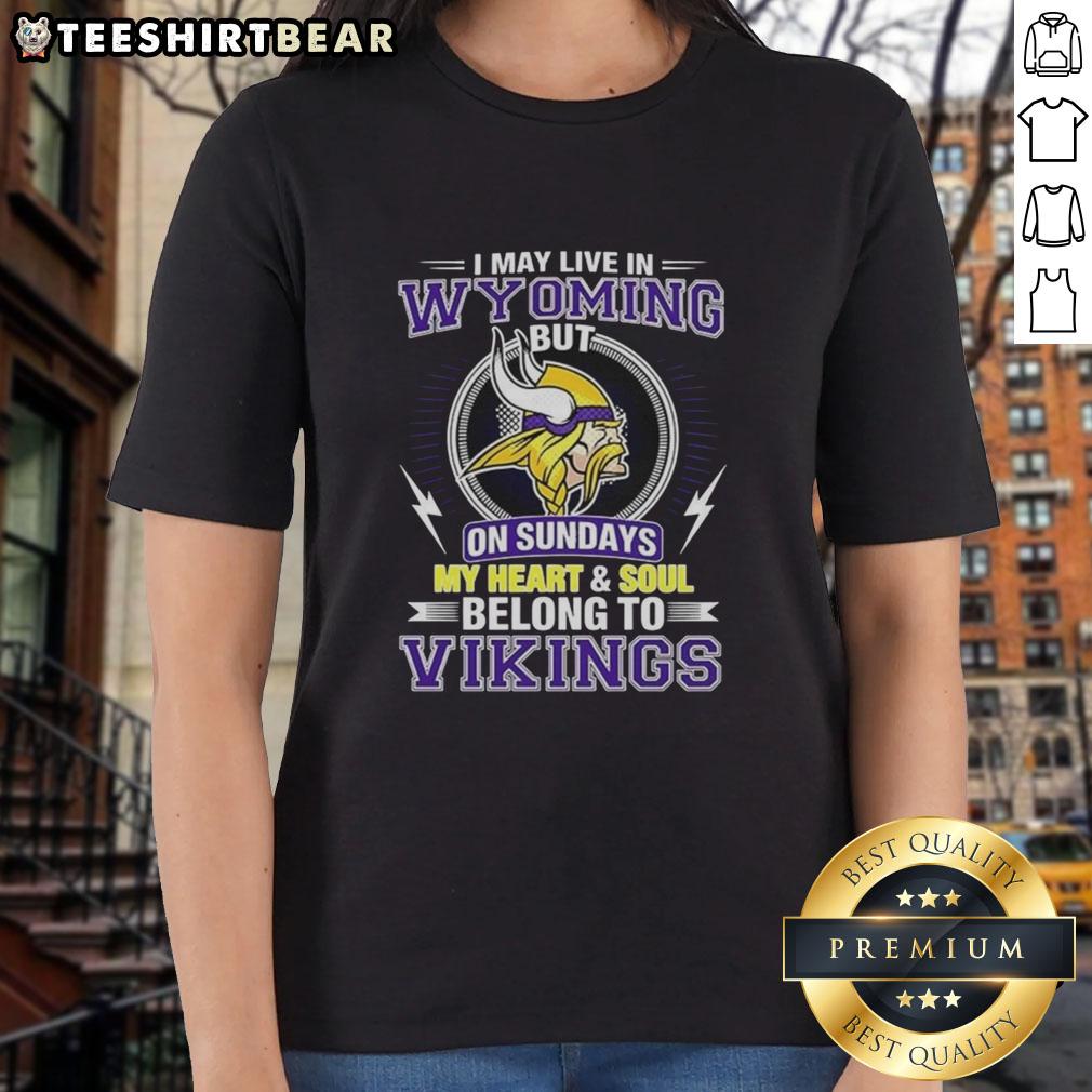 Pretty Minnesota Vikings NFL ladies tee showcasing team pride for fans living in Wyoming on game days.