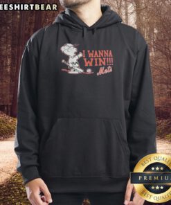 Alt Text: Pretty New York Mets x Charlie Brown I Wanna Win Hoodie featuring vibrant graphics and sporty design for fans.