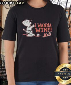 Pretty New York Mets x Charlie Brown I Wanna Win ladies tee featuring vibrant graphics and stylish design.
