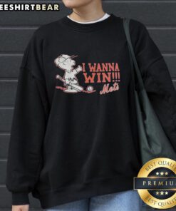 Alt Text: Pretty New York Mets x Charlie Brown I Wanna Win Sweatshirt featuring vibrant graphics and cozy design for fans.