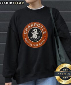 Alt Text: Stylish reptilian girl wearing a Pretty Pokemon Charpotle sweatshirt, showcasing vibrant colors and unique design.