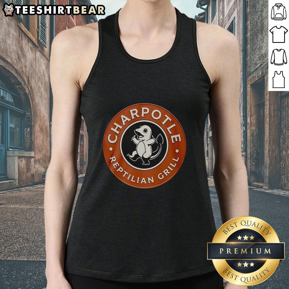 Pretty Pokmon Charpotle reptilian girl wearing a stylish tank top, showcasing vibrant colors and playful design.