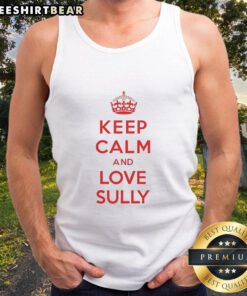 Pretty Sully Keep Calm and Love Sully Crown Tank Top in vibrant colors, perfect for casual summer wear.