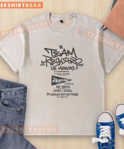 Coral Cruiser 2021-2026 washed t-shirt featuring 'Pretty Team Registro De Marcas No Fate' graffiti text design.
