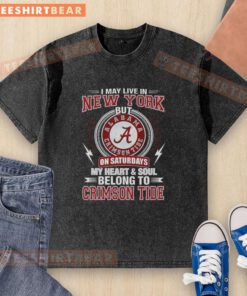 Alabama Crimson Tide washed t-shirt with 'My heart belongs to Crimson Tide' text, perfect for fans in New York.