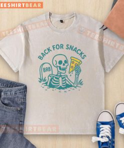 Top back view of a washed t-shirt with a playful snack design, perfect for casual wear and snack lovers.